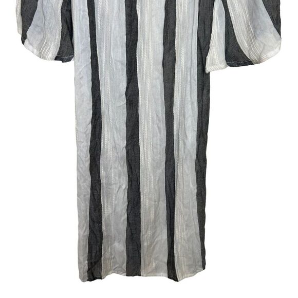 L*Space Izzy Striped Smocked Coverup Womens Size M Off The Shoulders Side Slits - Picture 6 of 10